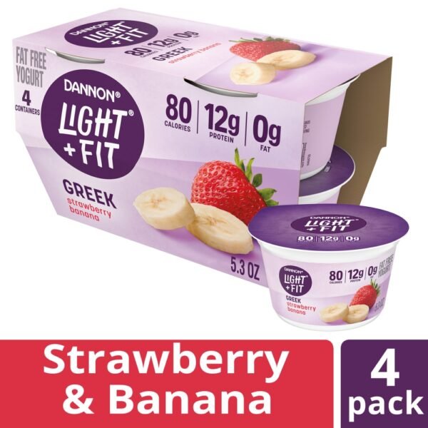 Dannon Light + Fit Strawberry Banana Flavored Greek Fat Free Yogurt Cups