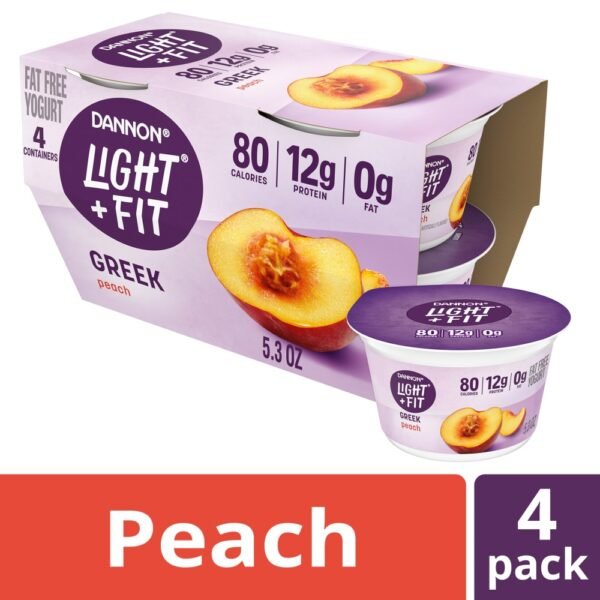 Dannon Light + Fit Peach Flavored Greek Fat Free Yogurt Cups