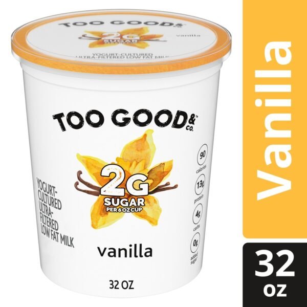 Too Good & Co. Vanilla Low Fat Lower Sugar Gluten Free Greek Yogurt Tub