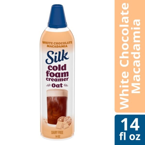 Silk Plant-Based Cold Foam Coffee Creamer, White Chocolate Macadamia Oat Creamer, Bottle