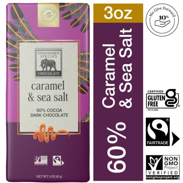 Endangered Species™ Caramel and Sea Salt 60% Dark Chocolate Bar