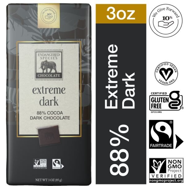 Endangered Species™ Chocolate Extreme Dark 88% Cocoa Dark Chocolate Candy Bar