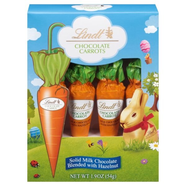 Lindt Carrots Solid Milk Chocolate Easter Candy Blended with Hazelnut Pack