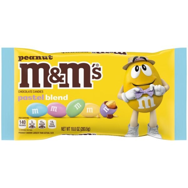 M&M'S Peanut Milk Chocolate Pastel Easter Candy Assortment Bag