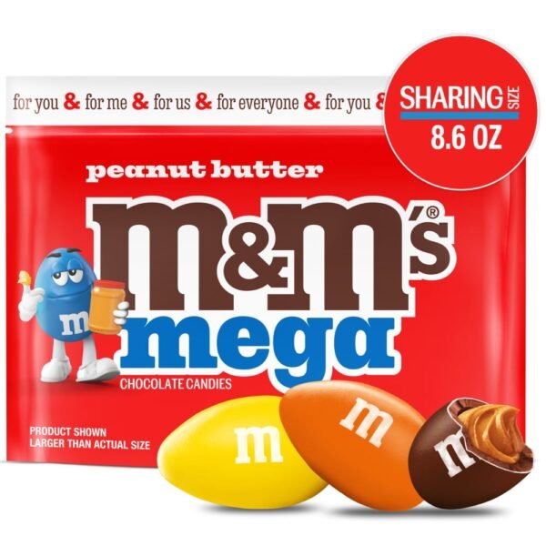 M&M'S Mega Peanut Butter Chocolate Easter Candy Share Size Bag