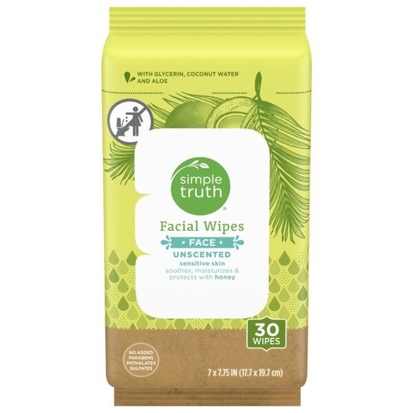 Simple Truth® Facial Wipes For Sensitive Skin with Soothing + Moisturizing Formula Unscented
