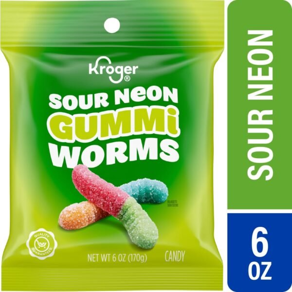 Kroger® Sour Neon Gummi Worms Candy Bag