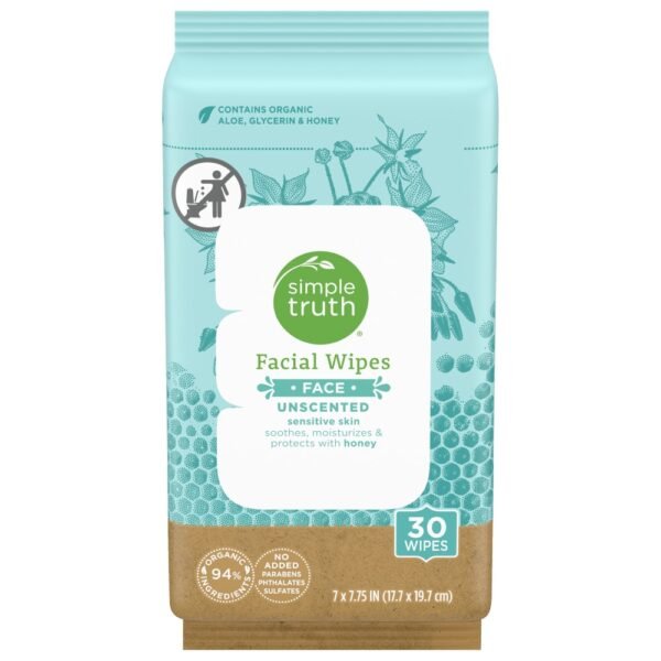 Simple Truth® For Sensitive Skin with Organic Aloe Glycerin + Honey Unscented Facial Wipes