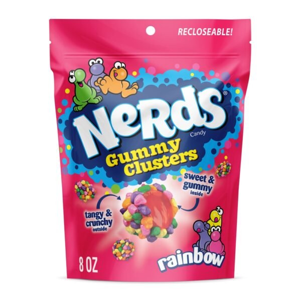 NERDS Gummy Clusters Rainbow Crunchy and Gummy Candy Bag