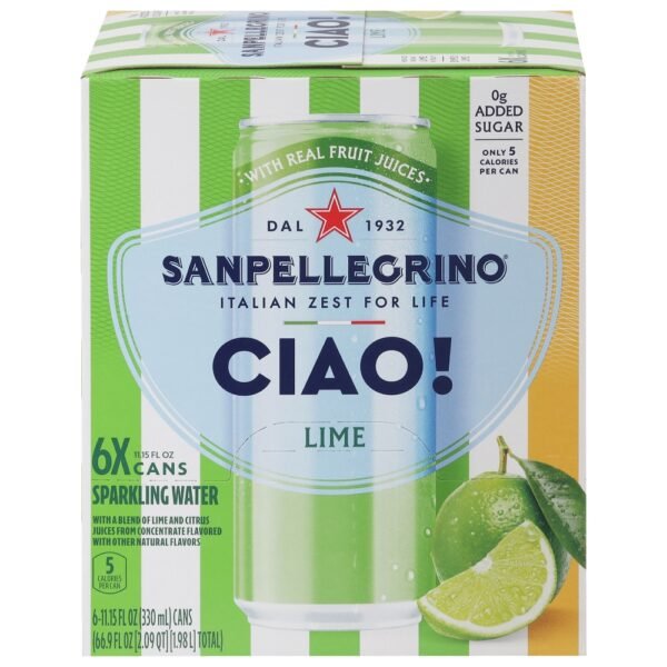 San Pellegrinio® Ciao! Lime Sparkling Water Cans