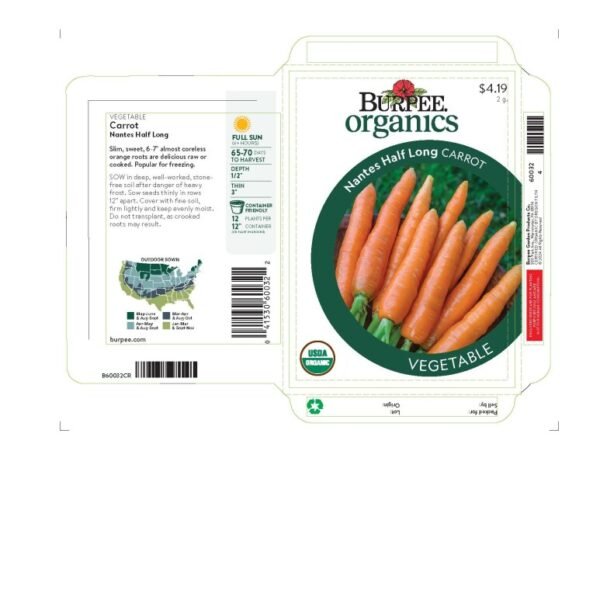 Burpee® Scarlet Nantes Organic Carrot Seeds - Orange