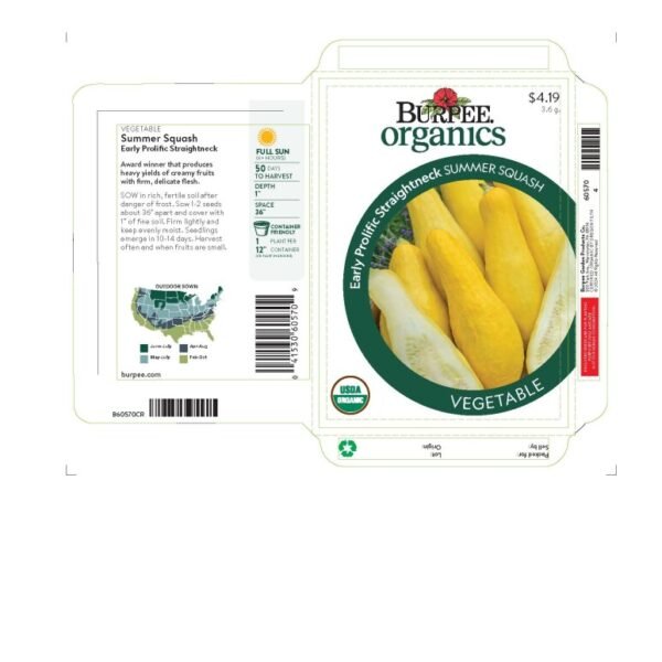Burpee® Early Prolific Straightneck Organic Summer Squash Seeds - Yellow