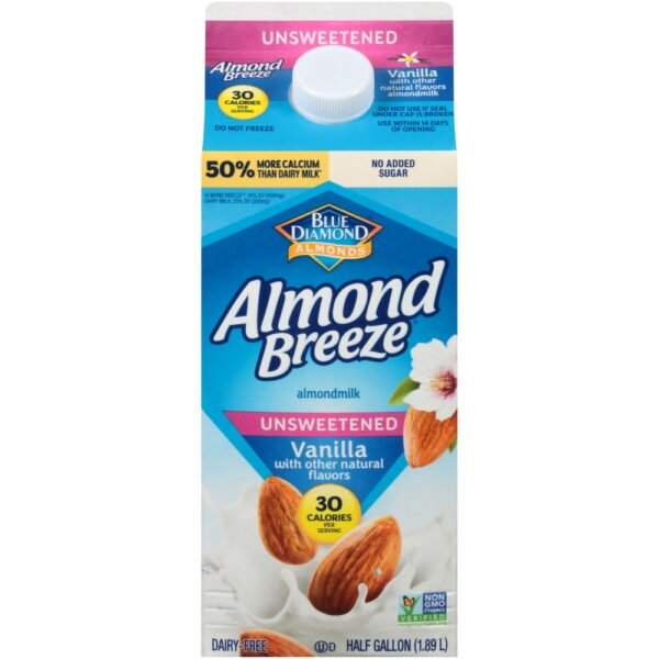 Almond Breeze® Dairy Free Unsweetened Vanilla Almond Milk Half Gallon