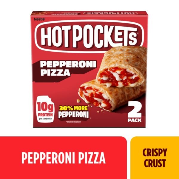 Hot Pockets Pepperoni Pizza Crispy Crust Frozen Snacks Pizza Snacks Made with Mozzarella Cheese