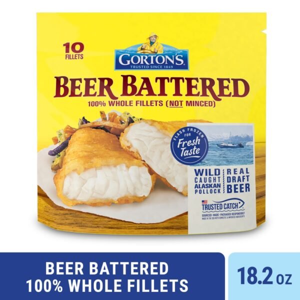 Gorton’s Beer Battered Fish 100% Whole Fish Fillets (Not Minced), Wild Caught Pollock, Frozen