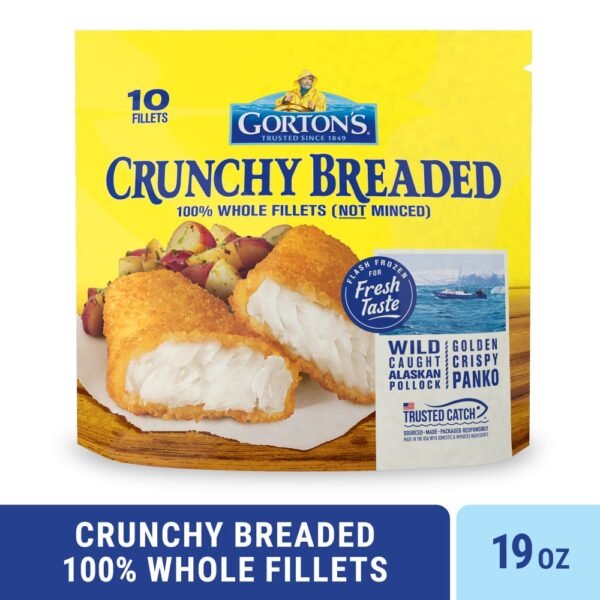 Gorton’s Crunchy Breaded Fish 100% Whole Fish Fillets (Not Minced), Crunchy Panko Breadcrumbs