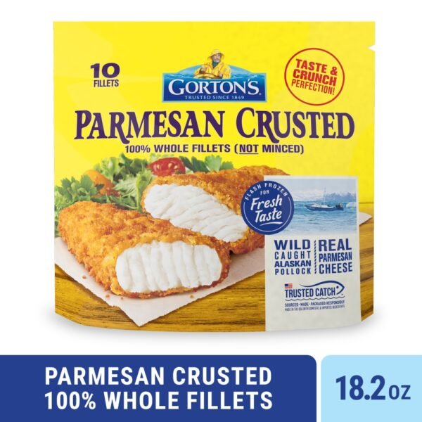 Gorton’s Parmesan Crusted Fish 100% Whole Fish Fillets (Not Minced), Wild Caught, Frozen