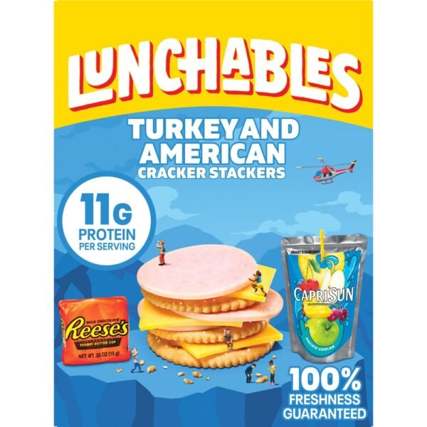 Lunchables Turkey & American Cracker Stackers with Capri Sun Drink & Reese's Cup Kids Lunch Meal Kit