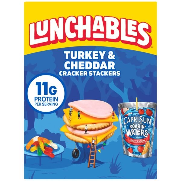 Lunchables Turkey & Cheddar Cracker Stackers with Capri Sun Juice & Gummy Worms Kids Lunch Meal Kit