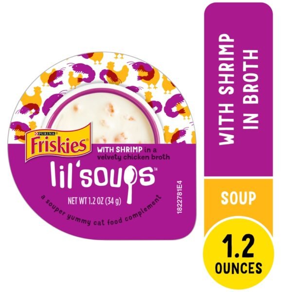 Purina Friskies Lil' Soups Natural Wet Cat Food Lickable Cat Treats With Shrimp in Chicken Broth