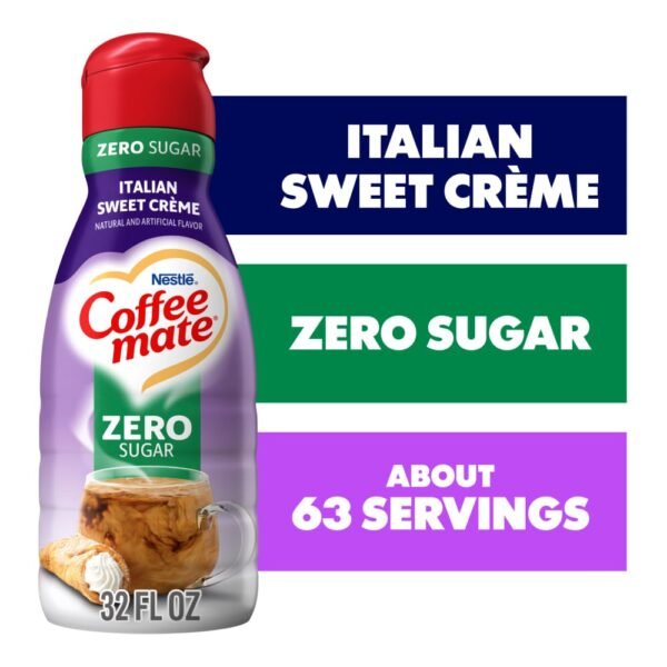 Coffee Mate Italian Sweet Crème Flavored Coffee Creamer Zero Added Sugar Gluten-Free