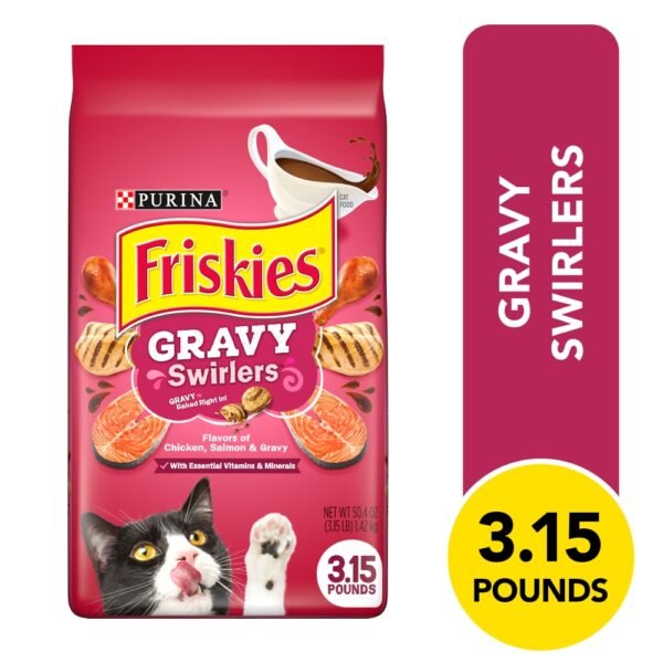 Purina Gravy Swirlers Adult Dry Cat Food Chicken, Salmon & Gravy Flavors