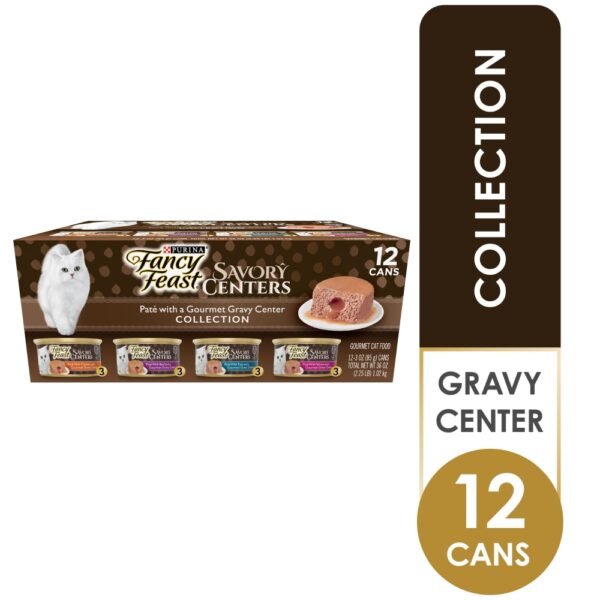 Purina Fancy Feast Savory Centers Wet Cat Food Pate with a Gravy Center Variety Pack