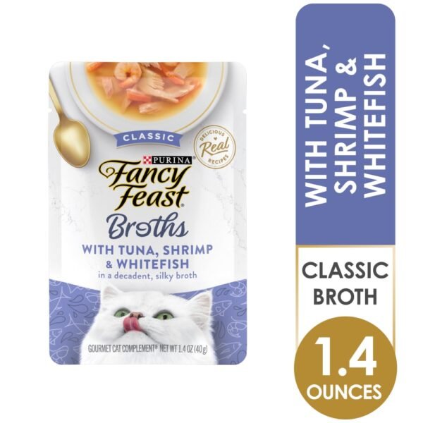 Purina Fancy Feast Broths Wet Cat Food Complement Tuna, Shrimp & Whitefish