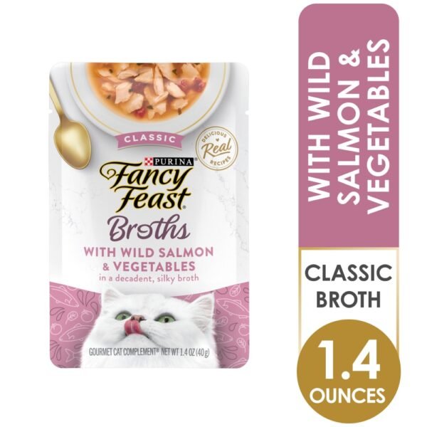 Purina Fancy Feast Broths Wet Cat Food Complement Classic Wild Salmon & Vegetables