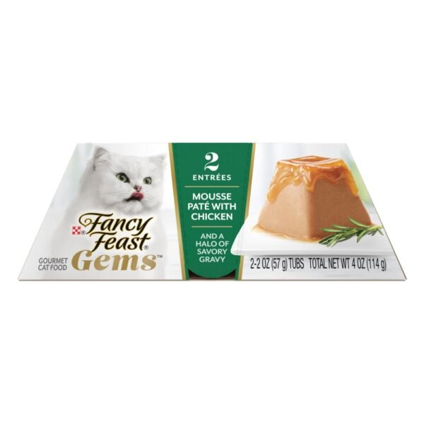 Purina Fancy Feast Gems Wet Cat Food Mousse Pate with Chicken and Halo of Savory Gravy