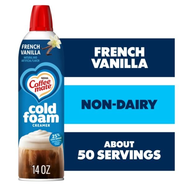 Coffee mate French Vanilla Flavored Cold Foam Creamer Non-Dairy 50 Servings