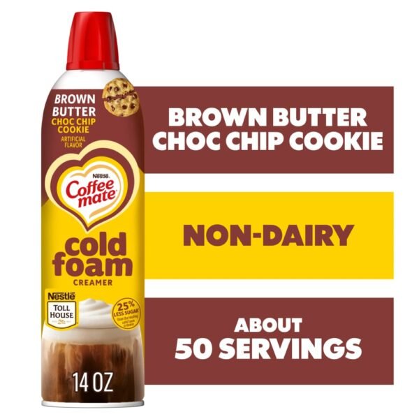 Coffee mate Brown Butter Chocolate Chip Cookie Flavored Cold Foam Creamer Non-Dairy 50 Servings