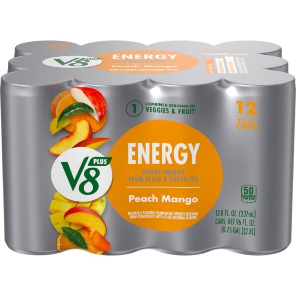 V8® +Energy Peach Mango Juice Energy Drink Can