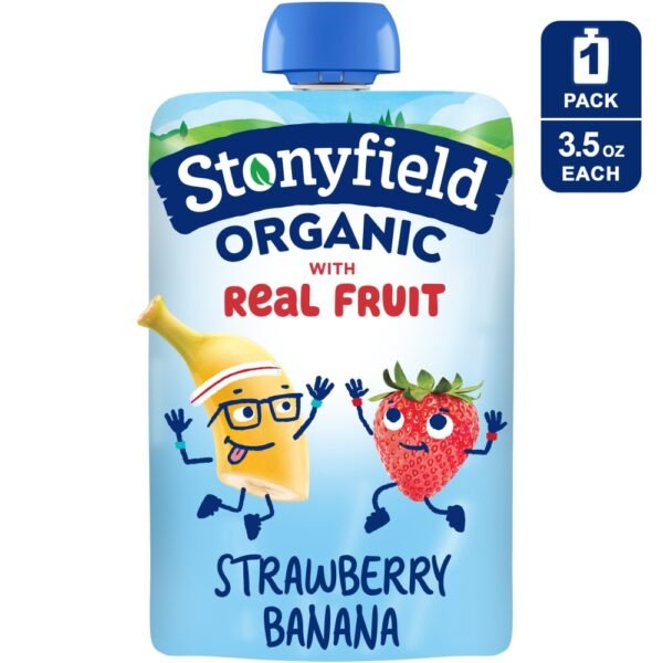 Stonyfield Organic Kids Strawberry Banana Reduced Fat Yogurt Pouch
