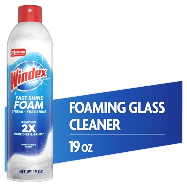 Windex Fast Shine Foam Glass Cleaner No-Drip Aerosol Cleaning Spray