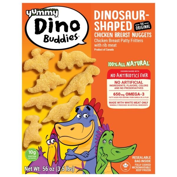 Yummy Dino Buddies Frozen Fully Cooked Dinosaur Shaped Chicken Breast Nuggets