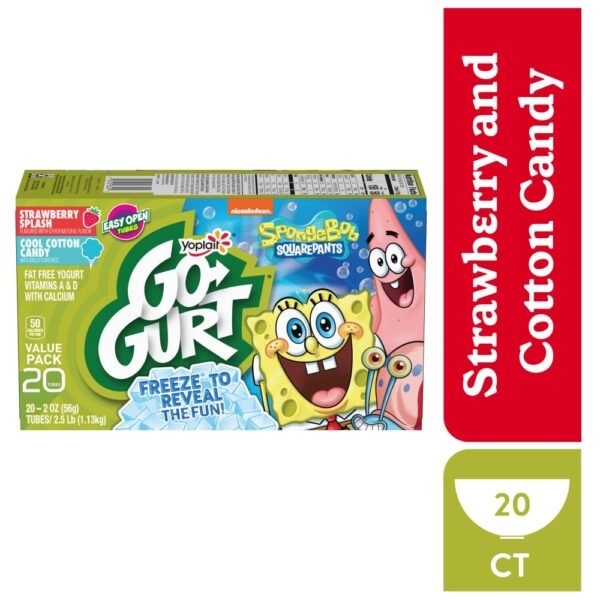Go GURT Strawberry and Cotton Candy Kids Fat Free Yogurt Tubes