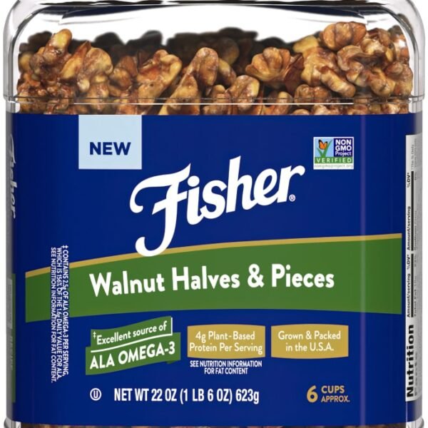 Fisher California Grown Unsalted Walnut Halves & Pieces