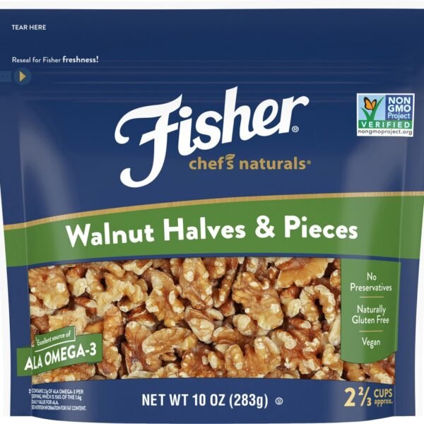 Fisher California Grown Unsalted Walnut Halves & Pieces