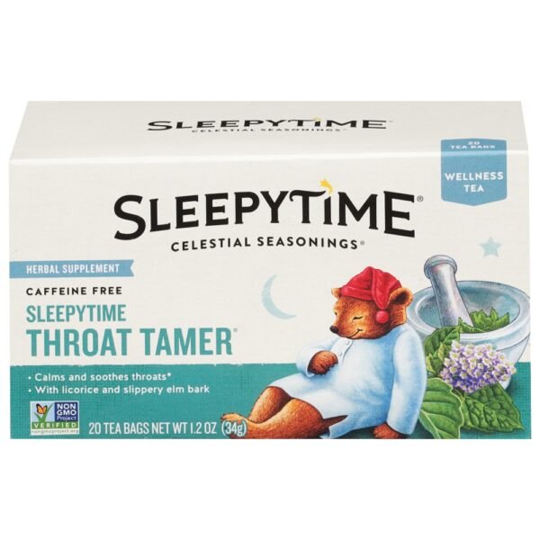 Celestial Seasonings Sleepytime Throat Tamer Caffeine Free Herbal Supplement Tea