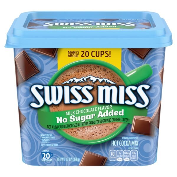 Swiss Miss Milk Chocolate Flavor No Sugar Added Hot Cocoa Mix Canister