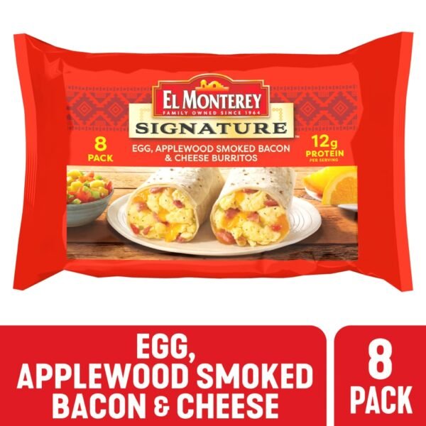 El Monterey® Signature Egg, Applewood Smoked Bacon and Cheese Frozen Breakfast Burritos