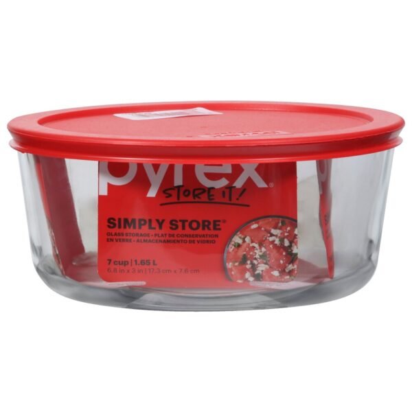 Pyrex® Covered Round Storage Dish - Clear/Red