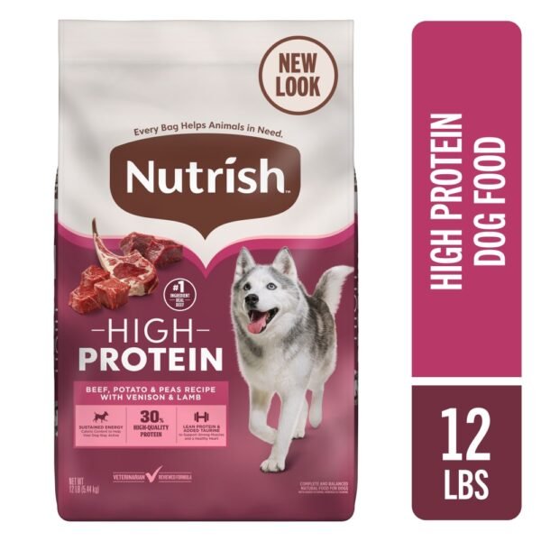 Nutrish High Protein Beef, Potato & Peas Recipe with Venison & Lamb Dry Dog Food, 12 lb. Bag