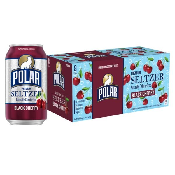 Polar Black Cherry Flavored Seltzer Water Cans