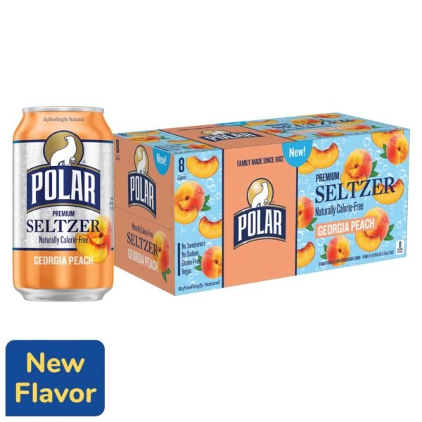 Polar Georgia Peach Flavored Seltzer Water Cans