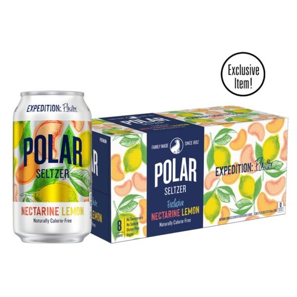 Polar Nectarine Lemon Flavored Seltzer Water Cans