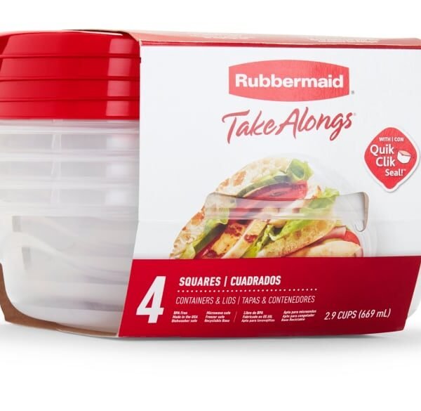 Rubbermaid® TakeAlongs® Square 2.9 Cup Food Storage Containers - Ruby/Clear