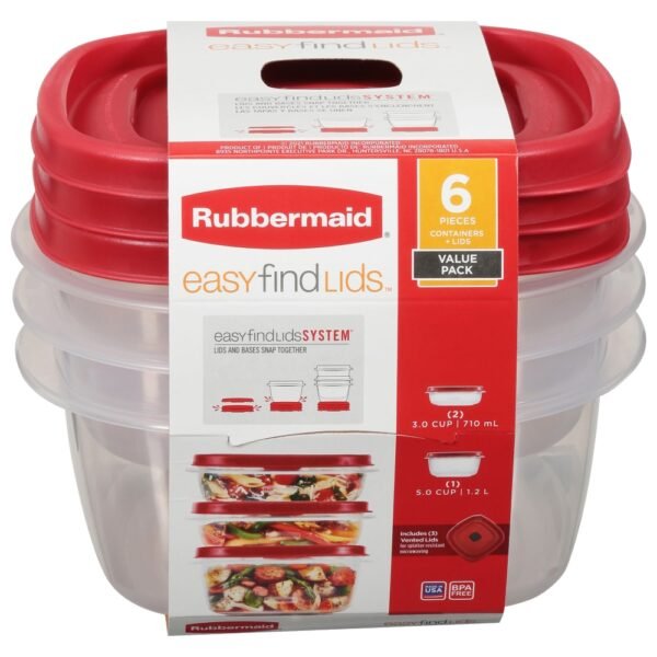 Rubbermaid® EasyFindLids™ Food Storage Containers - Racer Red/Clear