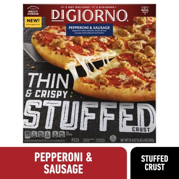 DiGiorno Frozen Thin-Crust Pizza Thin and Crispy Stuffed Crust Pepperoni and Sausage Pizza